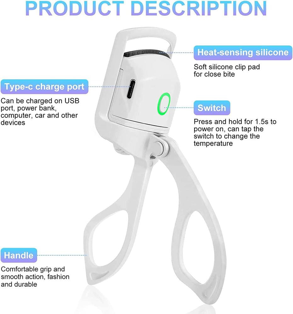 Electric Eyelash Curler with pack of 2 3D Fake Eyelashes and Glue