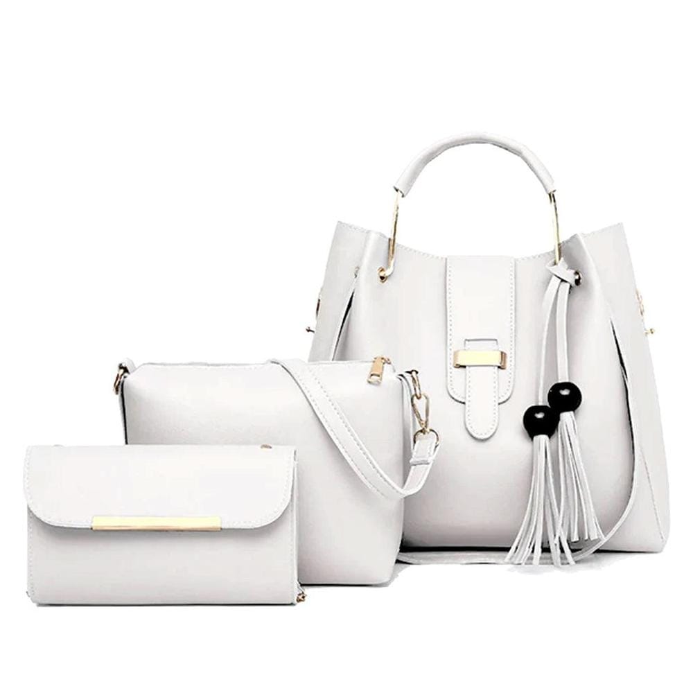 3 Pcs Women's Beautiful PU Leather Shoulder Bag||3 PCs Chic bag Set