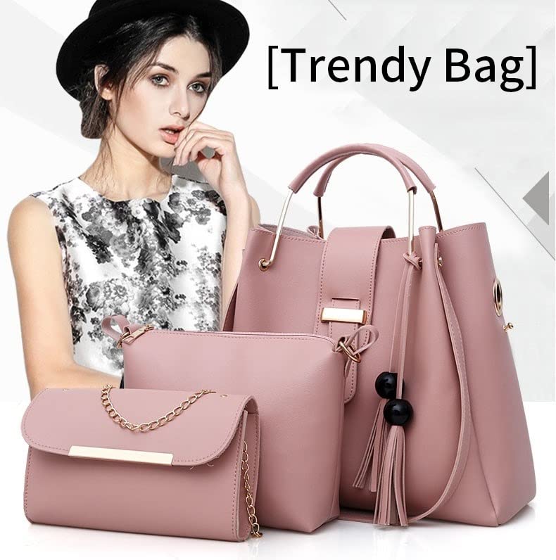 3 Pcs Women's Beautiful PU Leather Shoulder Bag||3 PCs Chic bag Set