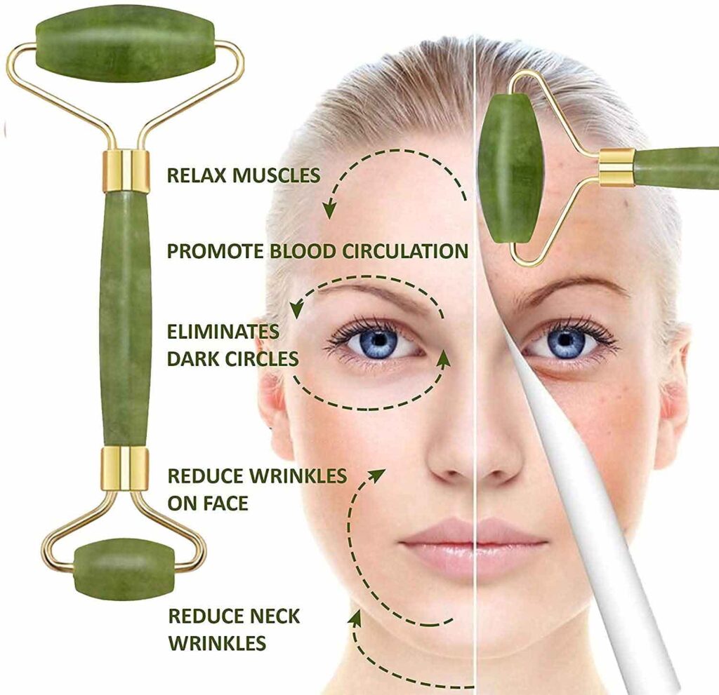 Flawless Jade Roller With Stone||Jade Roller And Real Gua Sha Stone For Face Massager