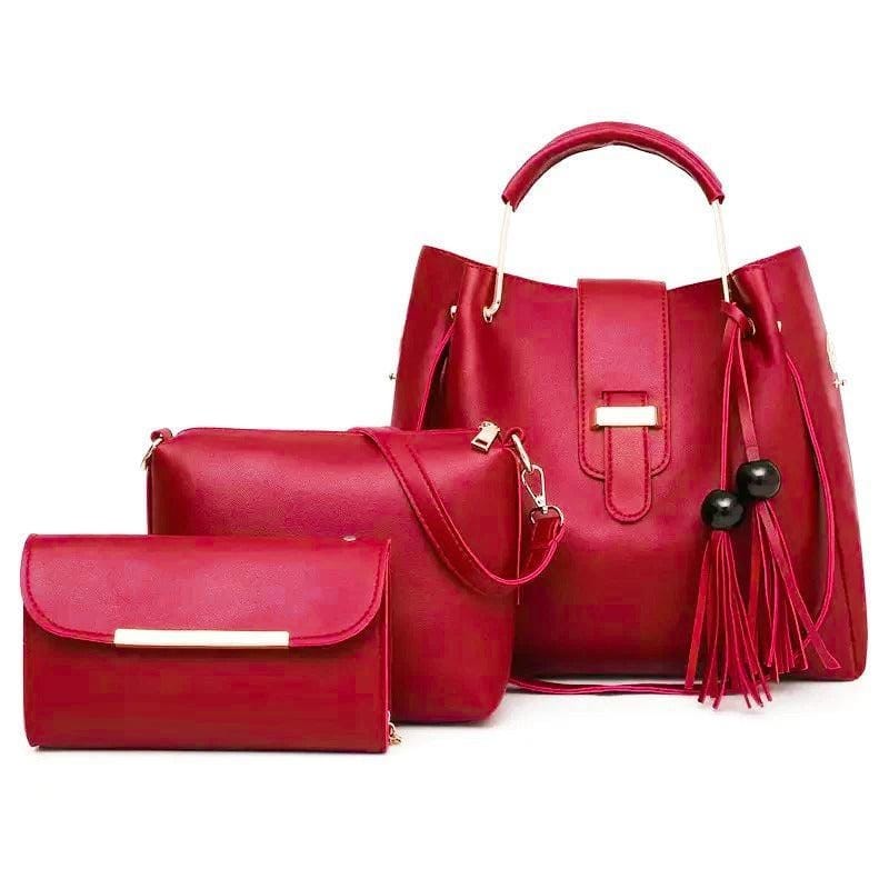 3 Pcs Women's Beautiful PU Leather Shoulder Bag||3 PCs Chic bag Set