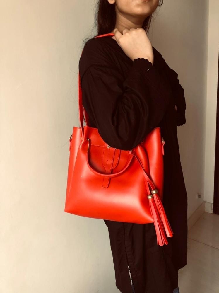 3 Pcs Women's Beautiful PU Leather Shoulder Bag||3 PCs Chic bag Set