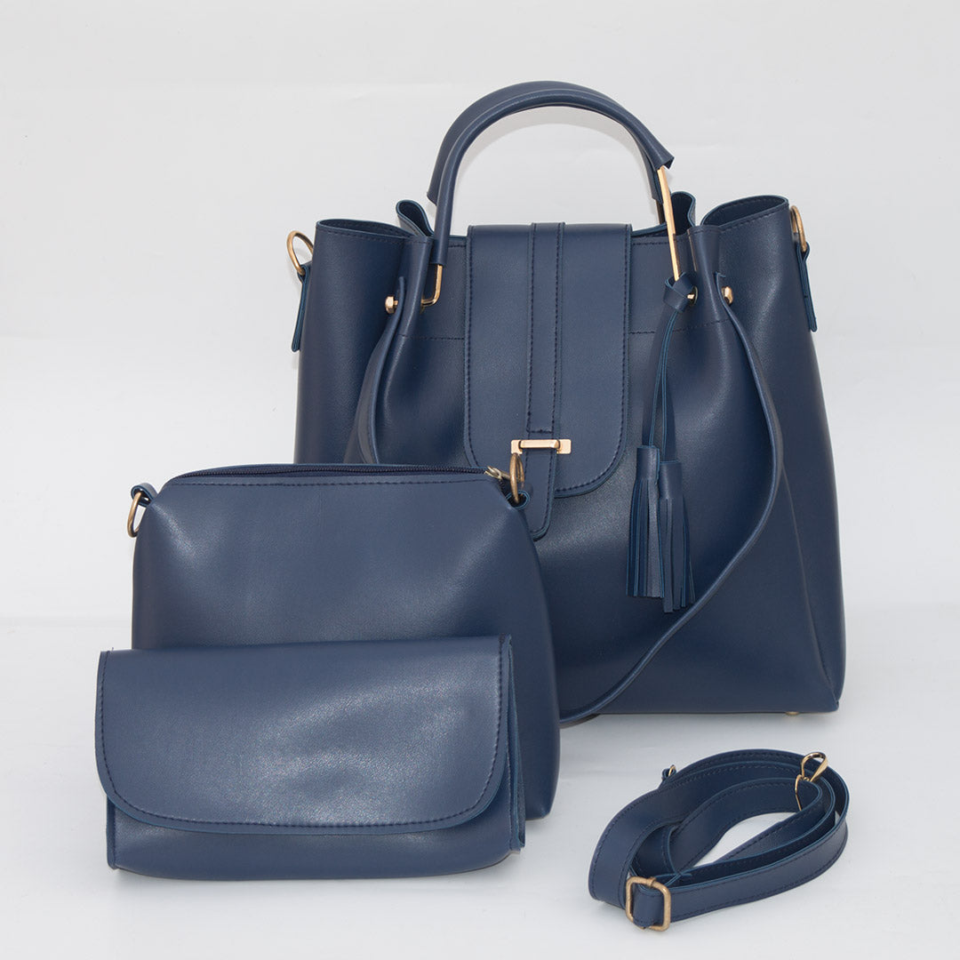 3 Pcs Women's Beautiful PU Leather Shoulder Bag||3 PCs Chic bag Set