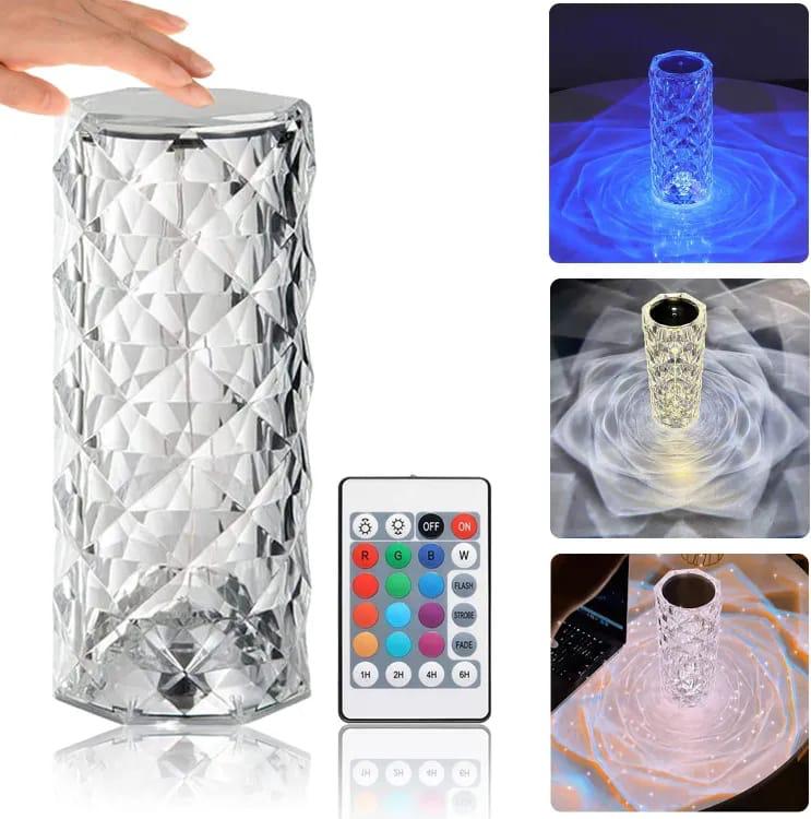 Rose Crystal Diamond Table Lamp||16-Color Diamond Rose Crystal Touch Lamp with Remote & USB Rechargeable