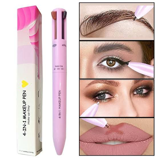 Eye Shadow liner Combination 4 In 1||Multifunctional Cosmetics||Eyeliner Eyebrow Pencil Long Lasting Highlighter Stick||4 IN 1 MAKEUP PEN