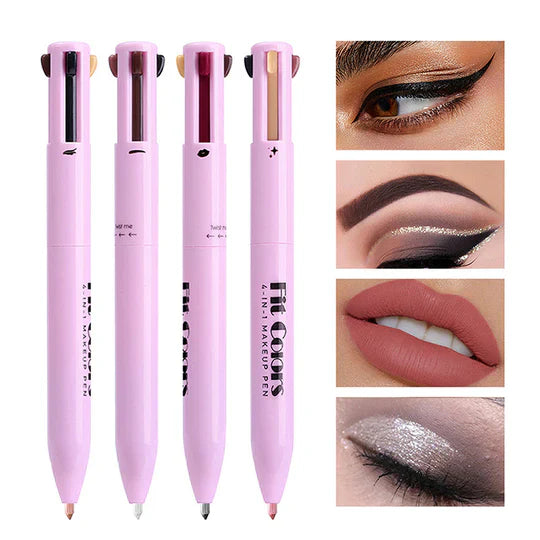 Eye Shadow liner Combination 4 In 1||Multifunctional Cosmetics||Eyeliner Eyebrow Pencil Long Lasting Highlighter Stick||4 IN 1 MAKEUP PEN